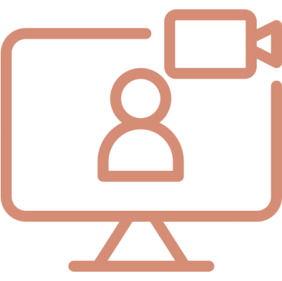 Video conference icon on black background.